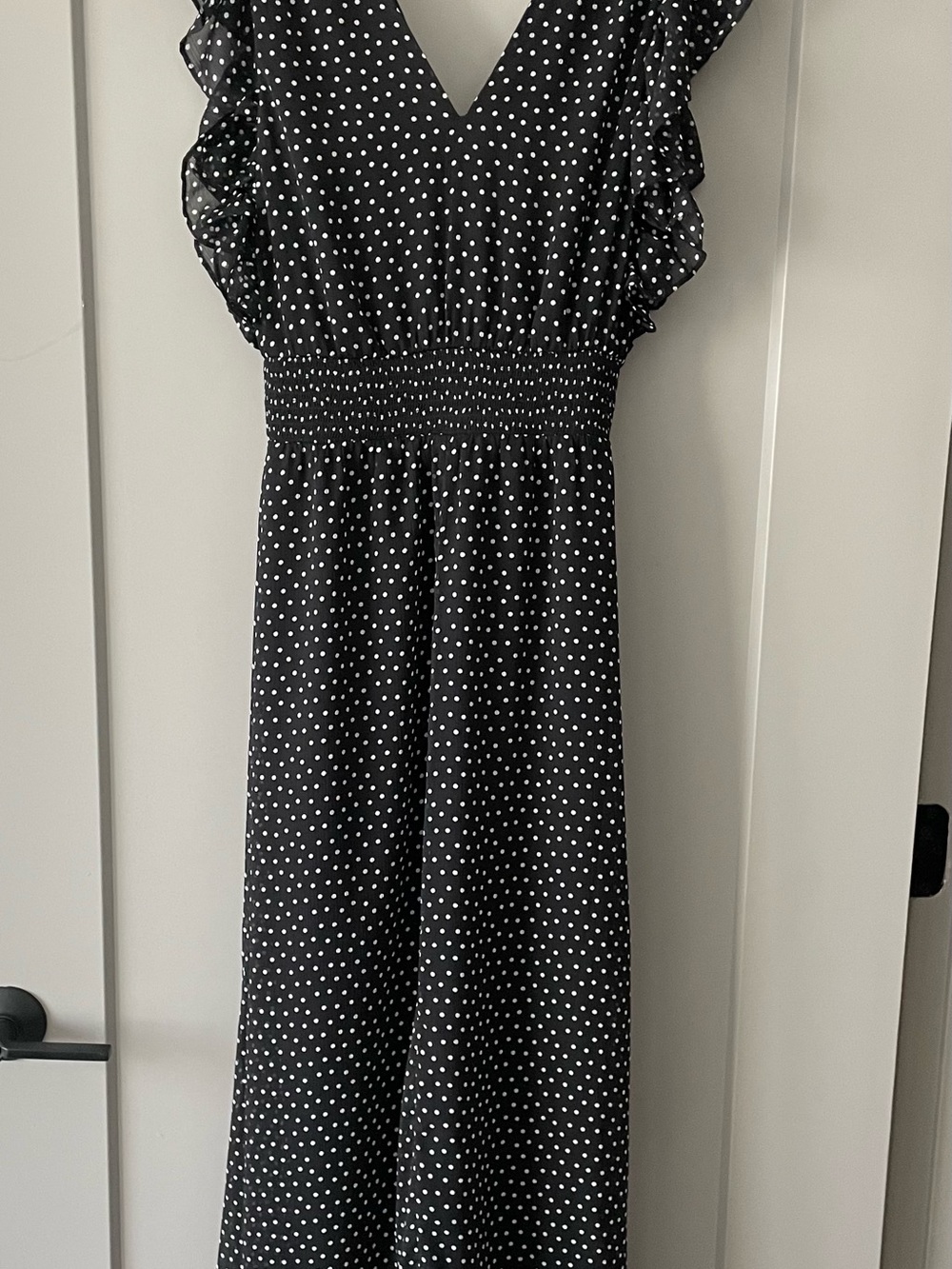 Express Black and White Polka Dot Maxi Dress